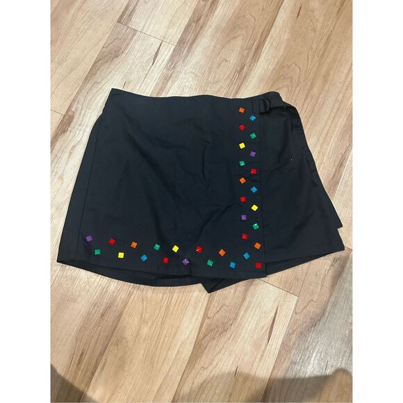 Teddy Fresh Limited Edition Black Rainbow Studded Cotton Mini Skorts - Picture 1 of 7